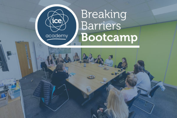 Welsh ICE Breaking Barriers Bootcamp Logo over the top an event taking place in the Welsh ICE Board Room.