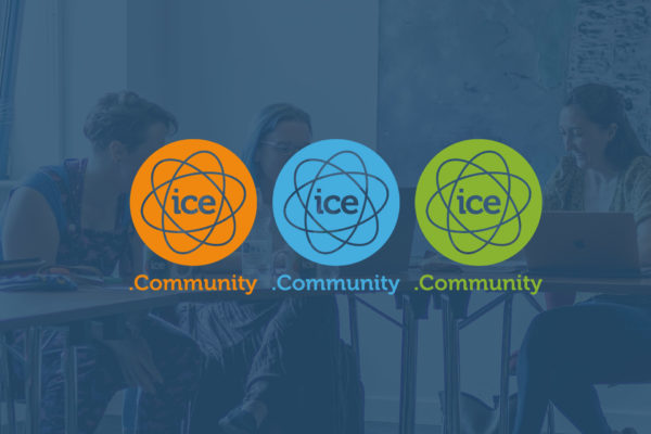Welsh ICE's online community, ice.community logo over the top of an event taking place in the Welsh ICE Training Room.