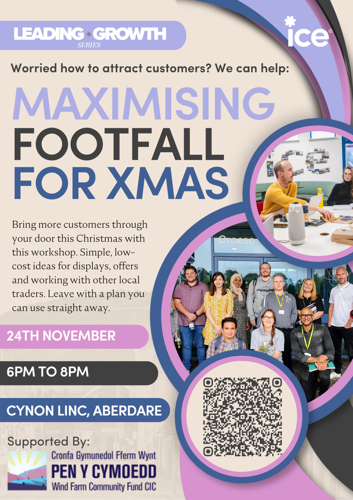 Maximising Marketing Pen y Cymoedd poster for the Maximising Footfall for Christmas workshop